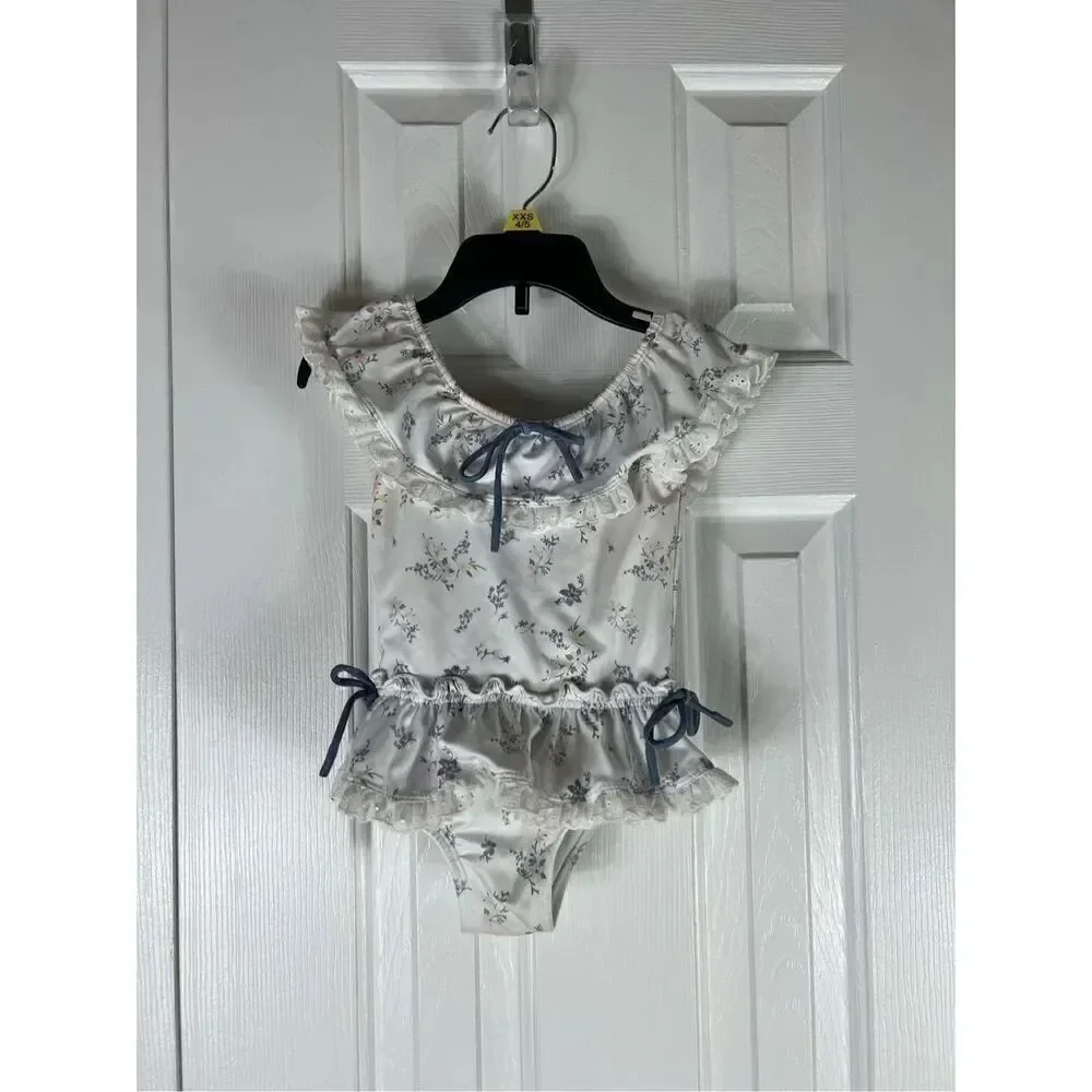 Well Dressed Wolf Wilding Girls Floral Ruffle Swimsuit Size 24m